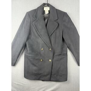 Vintage Worthington Wool Coat Black Double Breasted Winter Cold Womens Size 6